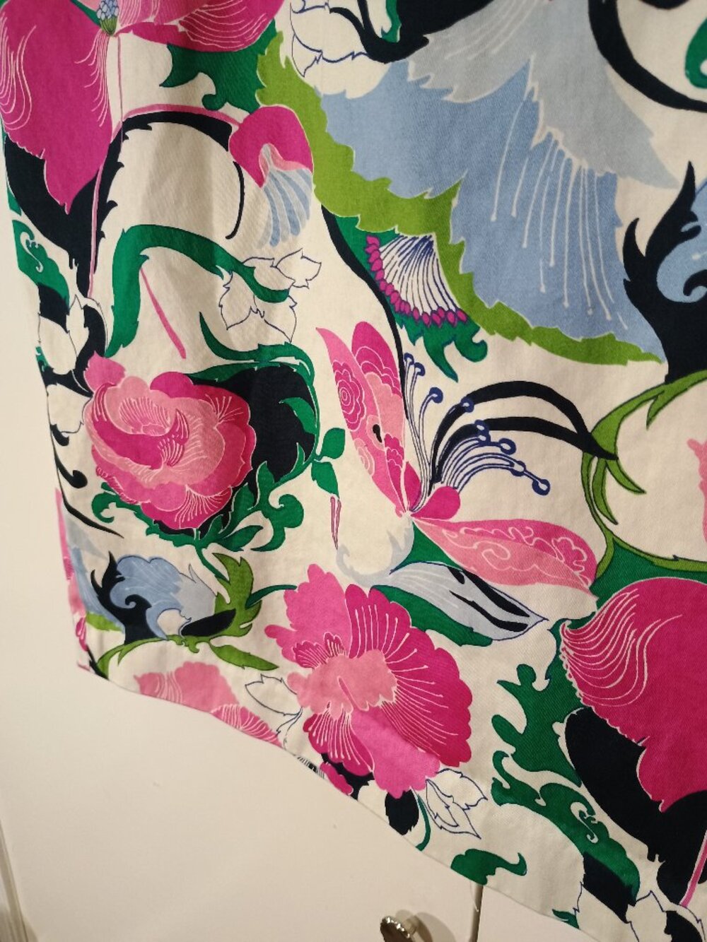 Talbots Woman 16W Floral Pencil Skirt Pink Green Blue Cotton Lined - Picture 4 of 7
